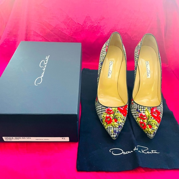 Oscar de la Renta Grace Multicolored Floral Pumps Size 41 - Picture 5 of 5